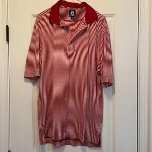 FootJoy FJ Golf Polo Shirt Men's Medium red/white Striped Stretch